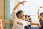  ?? Sabrina Sellers / Special to The Chronicle ?? Madison Lindgren performs an exercise at the first class at Lines Dance Center since the pandemic.