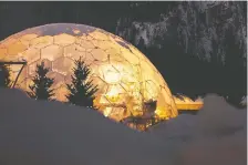  ??  ?? Fairmont Banff Springs' new private outdoor dome dining venue.