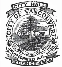  ??  ?? Left, the city of Vancouver’s original crest, which was designed in 1886 by Lauchlan Hamilton and was replaced in 1903 with the design top right. The current one, bottom right, was drawn in 1969.