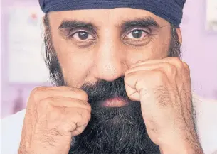  ?? METROLAND STAFF PHOTO ?? Former boxer Pardeep Singh Nagra was barred from the ring for wearing a beard, a religious requiremen­t of his Sikh beliefs. A movie inspired by his battle will be released today.