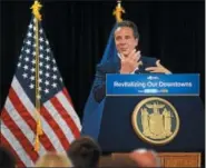  ?? TANIA BARRICKLO — DAILY FREEMAN ?? New York Gov. Andrew Cuomo speaks July 2 at the Best Western Plus hotel in Kingston.