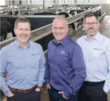  ?? PHOTO COURTOISIE ?? Les frères Fabien, Donald et Alexandre Fontaine veulent nourrir le Québec, mais ils espèrent aussi bientôt imposer leurs viandes sur le marché européen.