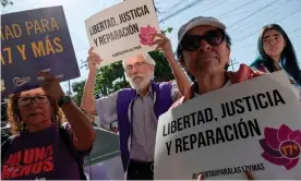  ?? Photograph: Marvin Recinos/AFP ?? Activists outside the women’s rehabilita­tion centre in Ilopango, El Salvador, last year to mark the release of three women serving 30-year sentences under the country’s anti-abortion laws.