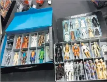  ??  ?? Mcmanus Auctions Many of the action figures Carrie Fisher collected over the years are on the block in Todd Fisher’s estate sale Sunday.