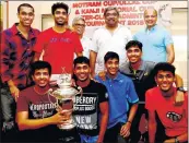  ??  ?? Goregaon Sports Club, winners of the Motiram Cup for men for the last five years receiving the trophy from the Bombay Gymkhana officials.
