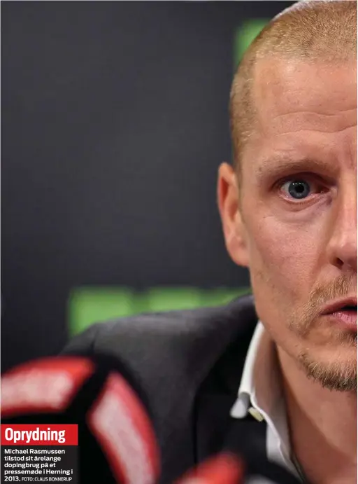  ?? FOTO: CLAUS BONNERUP ?? Oprydning
Michael Rasmussen tilstod sit årelange dopingbrug på et pressemøde i Herning i 2013.