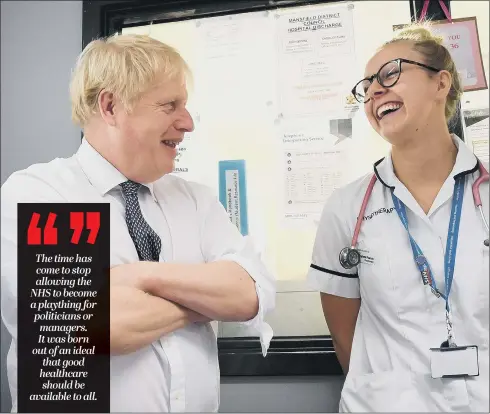  ?? PICTURE: PA. ?? HEALTH PLEDGES: Boris Johnson meets staff during an election campaign visit to King’s Mill Hospital in Sutton in Ashfield, Nottingham­shire.
