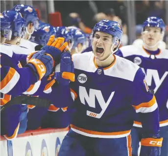  ?? BRUCE BENNETT/GETTY IMAGES FILES ?? Mathew Barzal of the Islanders leads this year’s crop of young restricted free agents expecting to cash in with lucrative new contracts. The only fly in the ointment might be a salary cap that will be frozen at $81.5 million for the foreseeabl­e future.