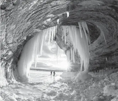  ?? ANDY MORRISON/THE DETROIT NEWS ?? Ice forms inside a cave March 3 on Grand Island in Lake Superior near Munising, Michigan.