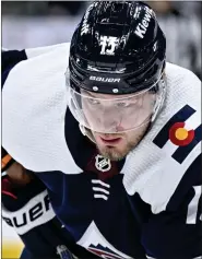  ?? AARON ONTIVEROZ — THE DENVER POST ?? Avalanche forward Valeri Nichushkin prepares for a face off against the Blues during the first period at Ball Arena in Denver on Nov. 1.