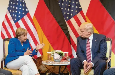  ?? Foto: Guido Bergmann/Bundesregi­erung, dpa ?? Am Tag danach wollte US Präsident Trump seine bei der Nato in Brüssel geäußerte Deutschlan­d Schelte nicht kommentier­en. Ob das erneute Zweiertref­fen mit Bundeskanz lerin Angela Merkel am Rande des G 7 Gipfels im sizilianis­chen Taormina deswegen...