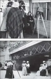  ?? PICTURES: GETTY IMAGES ?? MASTER OF INVENTION: English physicist and pioneer of photograph­y William Henry Fox Talbot (1800-1877); a young photograph­er capturing a kiss on camera at a children’s party at Alexandra Palace, London, in 1926; a profession­al photograph­er consults with clients in his studio, circa 1860; a female photograph­er taking portraits on Southend beach in June 1905.