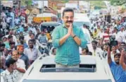  ?? PTI ?? Makkal Needhi Maiyam president and actor Kamal Haasan during a rally at Panagudi town in Tirunelvel­i district of Tamil Nadu.