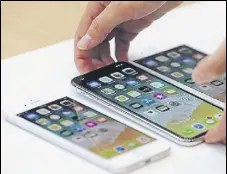  ??  ?? The new iphone 8, iphone X and iphone 8S on display during the Apple special event at the Steve Jobs Theatre on the Apple Park campus, in Cupertino, California on Tuesday