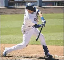  ?? Wally Skalij Los Angeles Times ?? THE DODGERS’ AJ Pollock belts a three-run home run in the seventh inning Sunday to erase the Giants’ early 2-0 lead.