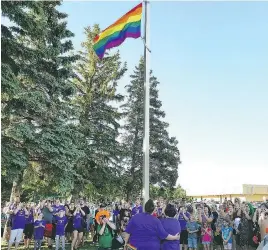  ?? THE CANADIAN PRESS ?? Organizers of Taber’s first Pride event say they’ll raise a third rainbow flag after the first was stolen and the one they replaced it with was burned.