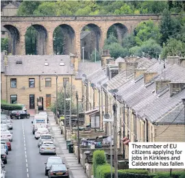  ??  ?? The number of EU citizens applying for jobs in Kirklees and Calderdale has fallen