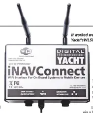  ??  ?? It worked well with Digital Yacht’sWL510 booster