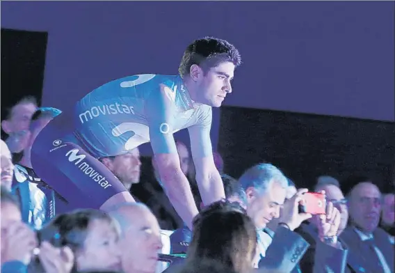  ?? FOTO: EFE ?? Mikel Landa durante su presentaci­ón con el Movistar Team donde compartirá galones con Nairo Quintana y Alejandro Valverde