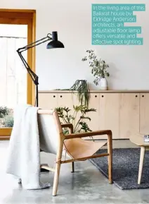  ??  ?? In the living area of this Ballarat house by Eldridge Anderson architects, an adjustable floor lamp offers versatile and effective spot lighting.