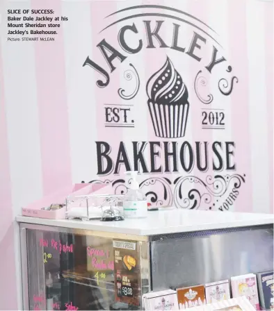  ?? Picture: STEWART McLEAN ?? SLICE OF SUCCESS:
Baker Dale Jackley at his Mount Sheridan store Jackley's Bakehouse.