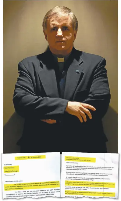  ?? CEDOC PERFIL ?? DOS CARTAS. En mayo de 2013 le envió una misiva al papa Francisco, pero nunca recibió una respuesta. Este mes le escribió a Lorenzetti para pedirle que confirme la condena contra el cura.