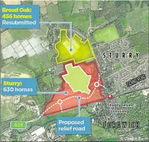  ??  ?? More than 1,000 homes are earmarked for land at Sturry and Broad Oak, with the plans set to be decided on Tuesday night