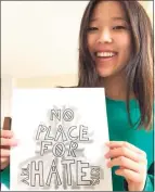  ?? Contribute­d photo / Ridgefield High School ?? Lauren Kim with a No Place for Hate drawing