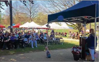  ?? KATHLEEN CAREY – DIGITAL FIRST MEDIA ?? Crowds listen to Patti Bruno at Delco’s event for the National Day Of Prayer Thursday in Rose Tree Park.