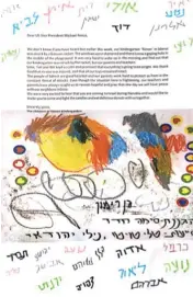  ?? (Courtesy) ?? A LETTER from Sderot’s Rimon Kindergart­en, signed by the children and teachers, invites US Vice President Mike Pence to join them for a menorah lighting during his visit.