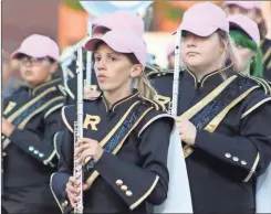  ?? Jeremy Stewart ?? The Rockmart High School marching band wore pink hats during the football team’s game against North Murray on Oct. 1 as part of a “pink out” for Breast Cancer Awareness Month.