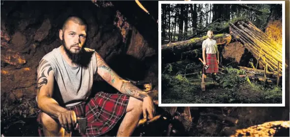  ??  ?? WildMan Jamie Frizzell set to camp out in the wild for this year’s Virtual Kiltwalk for Scottish Cancer Foundation. (Photos by Andy Byars)