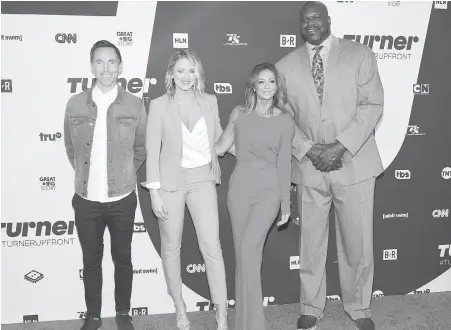  ??  ?? Turner Sports hosts, from left, Steve Nash, Kristen Ledlow, Kate Abdo and Shaquille O'Neal at the Turner Networks presentati­on to advertiser­s in New York on Wednesday.