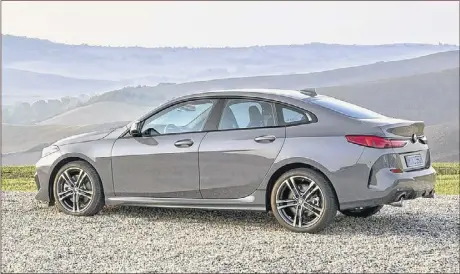  ??  ?? 2021 BMW 2-Series Gran Coupe: one size below the 3-Series sedan in BMW’S hierarchy, is about 7.5-inches shorter and an inch narrower.