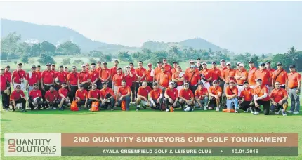  ?? CONTRIBUTE­D PHOTO ?? Participan­ts pose for a photo after the second Quantity Surveyors Cup Golf Tournament on October 1, at the Ayala Greenfield Golf and Leisure Club in Calamba, Laguna.