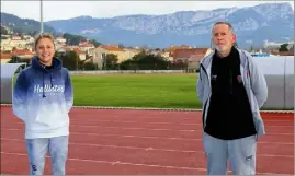  ?? (Photo C. S.) ?? À chaque retour en France, Pauline Roussin-Bouchard poursuit ses entraîneme­nts avec Frédéric Lambertin. Elle reprendra le chemin de l’université américaine le  janvier prochain.