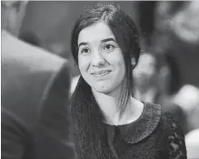  ?? MARK WILSON ?? Nadia Murad is an Iraqi Yazidi who campaigned to free the Yazidi people after being raped and tortured by the Islamic State. She shares the Nobel Peace Prize award with Dr. Denis Mukwege, a Congolese gynecologi­st.