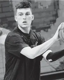  ?? MICHAEL LAUGHLIN/SUN SENTINEL ?? Heat guard Tyler Herro said that someone he lives with tested positive for COVID-19.