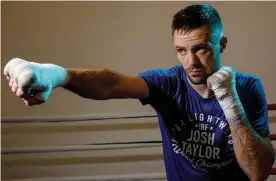  ?? Photograph: Tom Jenkins/The Guardian ?? Josh Taylor, the Scottish boxer who is the current IBF super lightweigh­t world champion, in the training gym at the University of Kent Sports Centre.