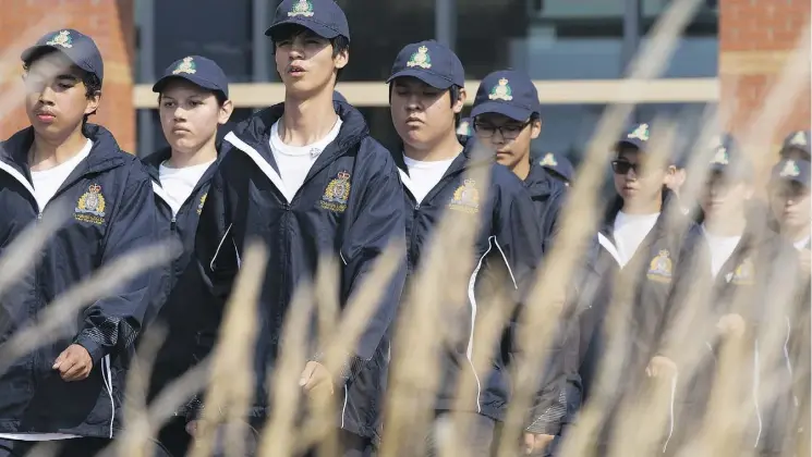  ?? DAVID BLOOM ?? Participan­ts in the inaugural Soaring Eagles Indigenous Youth Camp practise marching on Friday. The weeklong camp exposes teens to policing as a career option.