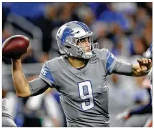  ?? PAUL SANCYA / ASSOCIATED PRESS ?? Detroit’s Matthew Stafford, with 3,920 passing yards and 25 touchdowns to nine intercepti­ons, has the Lions in a position to make the playoffs ... with a little help.