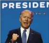  ?? SUSAN WALSH — THE ASSOCIATED PRESS ?? President-elect Joe Biden speaks in Wilmington, Del., on Thursday to announce key nominees for the Justice Department.