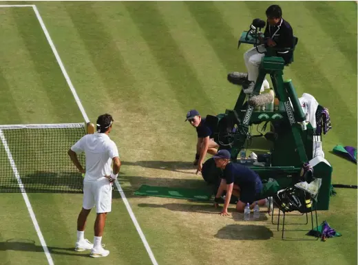  ??  ?? The 2007 Wimbledon men’s singles decider between Roger Federer (above, at left) and
Rafael Nadal was the first Wimbledon final to use Hawk-eye. The system controvers­ially reversed a set point against Federer at the end of the first set. Later, after a series of reviews went in Nadal’s favour, the usually calm Federer asked chair umpire Carlos Ramos to switch off Hawk-eye: “It’s killing me today,” he said.