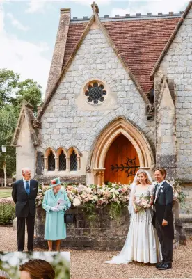  ??  ?? Her Majesty the Queen and the Duke of Edinburgh attended the wedding of their granddaugh­ter.