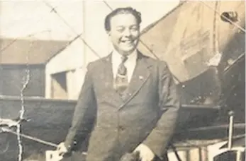  ??  ?? Above, Reginald Tollerfiel­d in 1917. He served as a Royal Flying Corps observer during the First World War. Left, Reg and his grandson, Gerry. Below, Reg’s medals won for a fight with the ‘Red Baron’