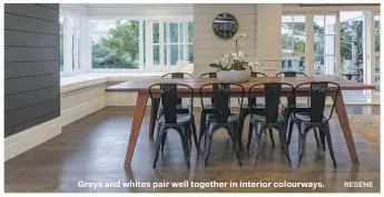  ?? RESENE ?? Greys and whites pair well together in interior colourways.