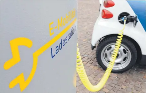  ?? FOTO: DPA/FRANZISKA KRAUFMANN ?? Mehr Ladestatio­nen wie diese und kostenlose Parkplätze für E-Autos in Leutkirch fordert Gemeindera­t Gottfried Härle.