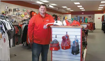  ?? Donnis Hueftle-Bullock ?? Scott Cyboron is pictured in March, 2018, on the sales floor of Geared4Spo­rts, the business he and his family opened in November, 2016. Cyboron continues to look forward. The wide selection of sporting goods will increase as Cyboron adds new vendors to his supplier list.