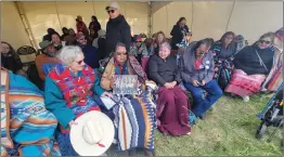  ?? PHOTO COURTESY OF GLENN MILLER ?? People including Betty Crowchief, Charlie Crowchief, Verdun Hind Bull and Pat Morning Owl attend the naming ceremony in Waterton.