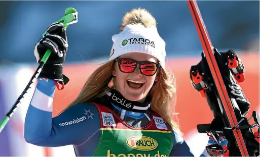  ?? GETTY IMAGES ?? Alice Robinson celebrates after her victory in Austria at the weekend.